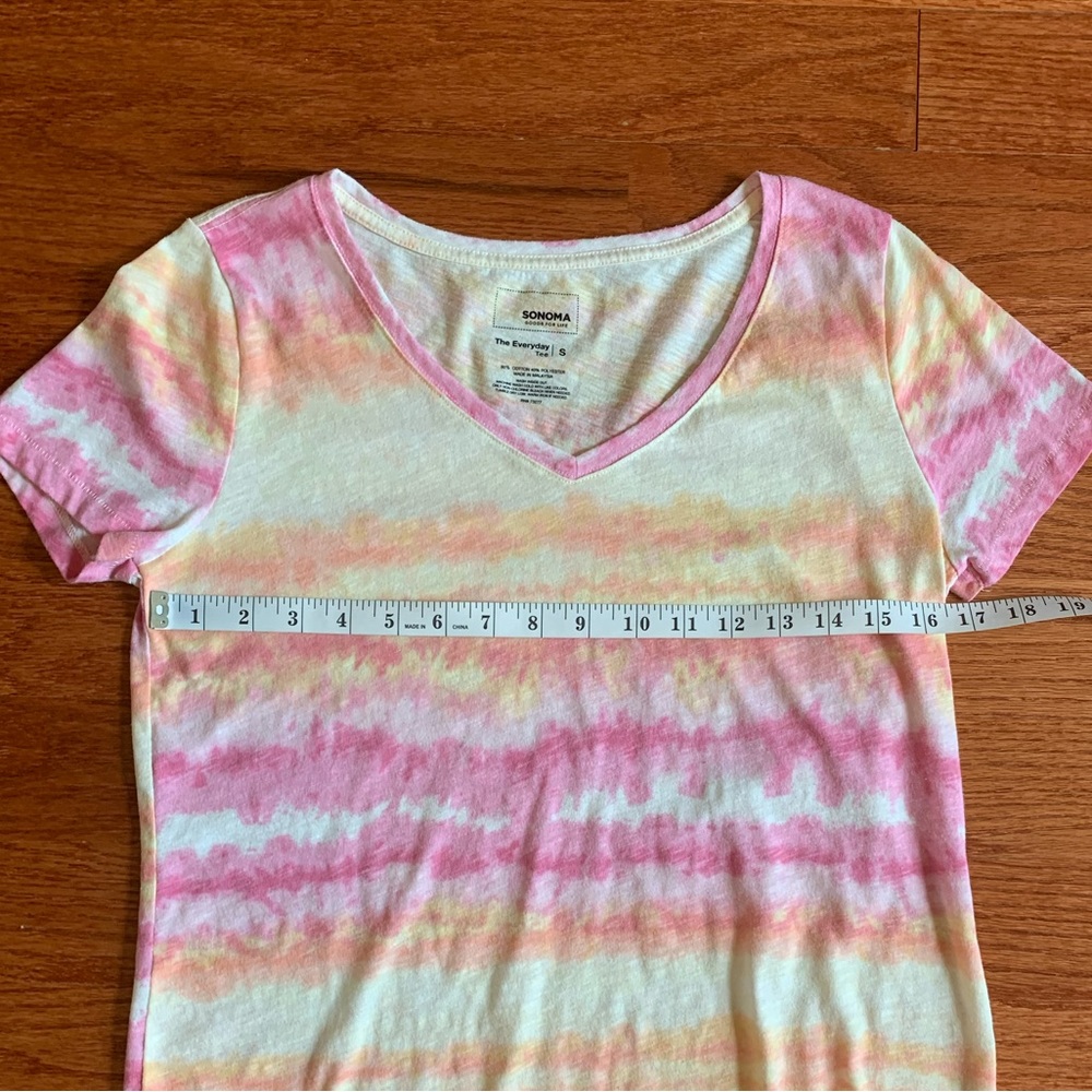 Sonoma, every day, T-shirt, tie, dye, pink and yellow, size small - Picture 6 of 6